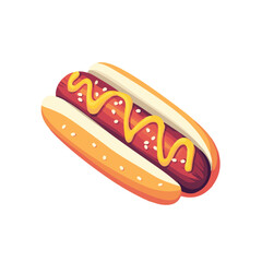 Hot dog icon, simple flat design illustration with an isometric perspective