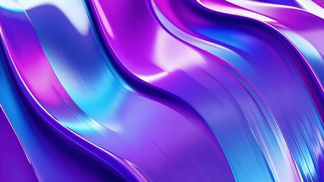 beauty shiny wavy background hues purple blue featuring latexlike glossy textures that create lustrous visual showcased 4K video animation latex plastic chrome metal soft pattern smooth