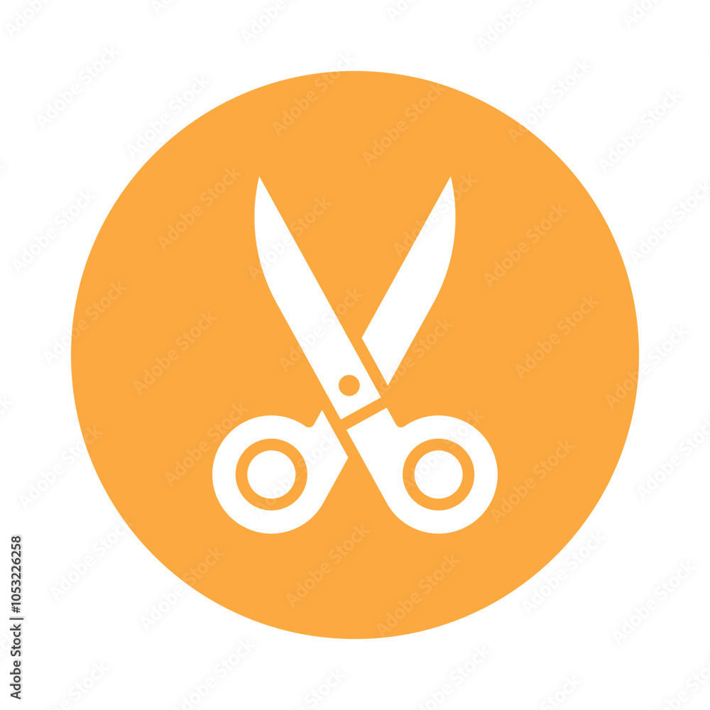 Poster scissors vector gylph circle design icon. workplace symbol on white background eps 10 file