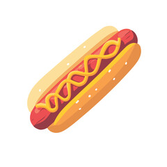 Hot dog icon, simple flat design illustration with an isometric perspective