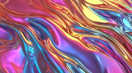 Obraz premium Fluid Art Texture in Multi-Color Swirls with a Rich Glossy Finish, Showcasing Vibrant Motion in Saturated Pink, Blue, and Gold Hues