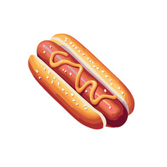 Hot dog icon, simple flat design illustration with an isometric perspective