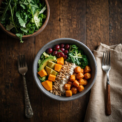 A Vegan Buddha Bowl For Plant-based Healthy Food Enthusiasts Homemade Organic Nutritious 