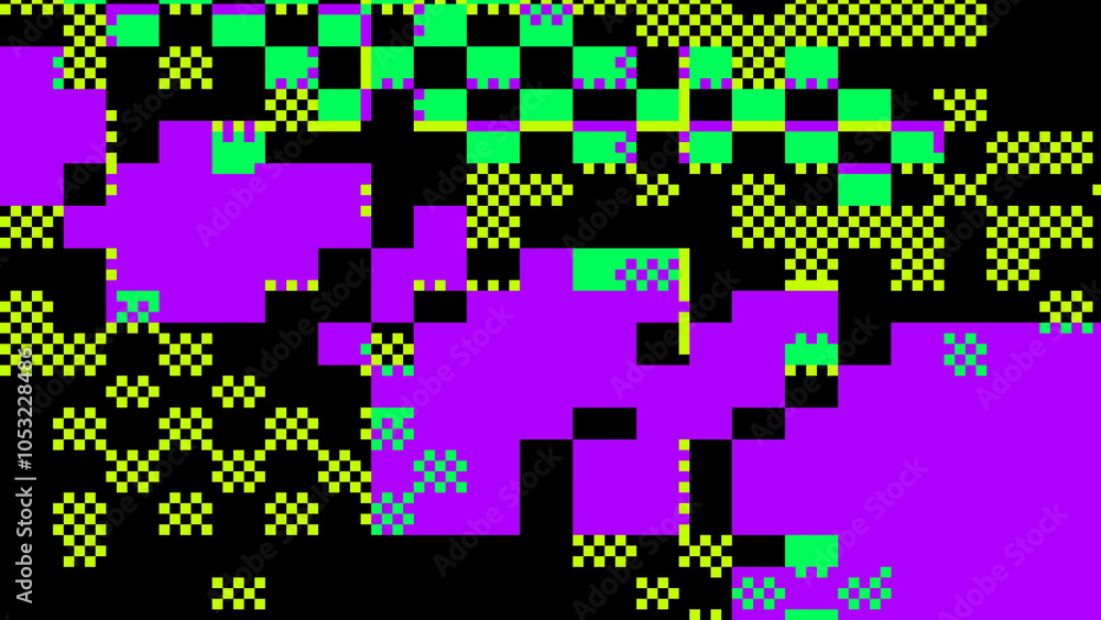 Poster abstract geometric background design elements in 80s, 90s, y2k, 2000s lo-fi retro 8-bit pixel retro 