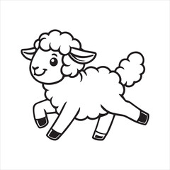 Cute Baby Sheep Outline Clipart Design - Sheep vector illustration in black and white

