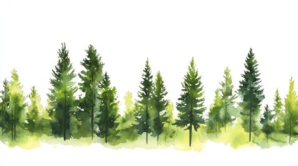 Obraz premium Green trees in the forest isolated on white background