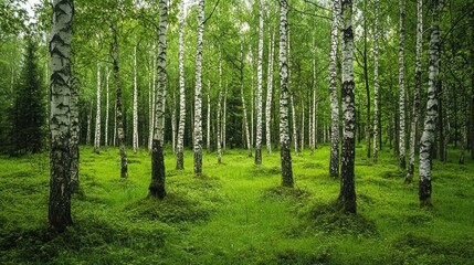 Obraz premium Green trees in the forest isolated on white background