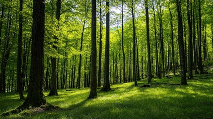 Obraz premium Green trees in the forest isolated on white background