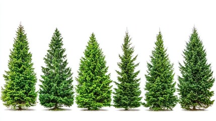 Obraz premium Green trees in the forest isolated on white background