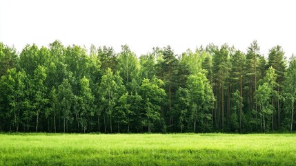 Obraz premium Green trees in the forest isolated on white background