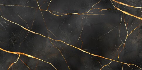 Elegant black marble background with golden veins, perfect for luxury design concepts and sophisticated interiors.