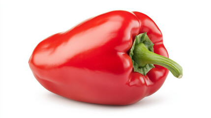 Vibrant Red Bell Pepper: A single, ripe red bell pepper, showcasing its smooth skin and vibrant color. Perfect for culinary or health-related projects.