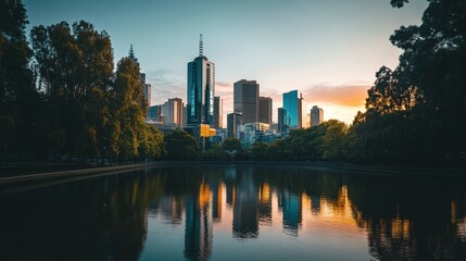 Fototapeta premium The Reflection of City Skyline