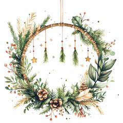 Fototapeta premium boho christmas wreath