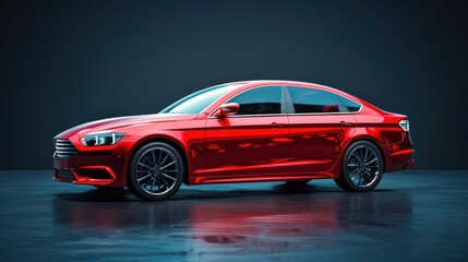Obraz premium Vintage Red Sedan Car Vector in Isolated View 