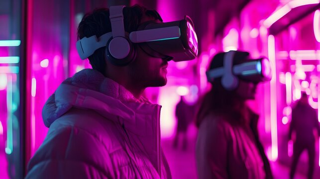  People using VR headsets - Powered by Adobe