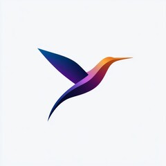 Obraz premium Vibrant Abstract Hummingbird Logo Design in Gradient Colors for Modern Branding and Nature-Based Projects