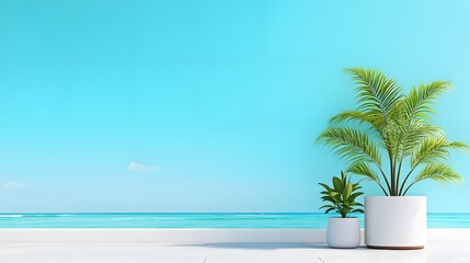 Fototapeta premium Serene coastal oasis with lush greenery
