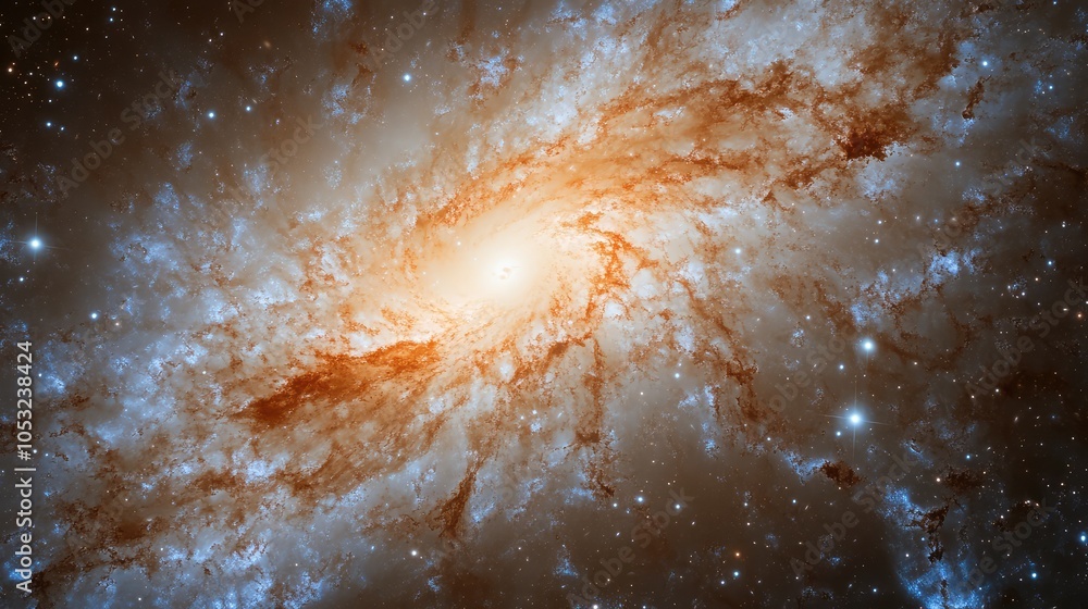 Poster a striking image of an ancient galaxy, showcasing its celestial wonders with intricate patterns of l