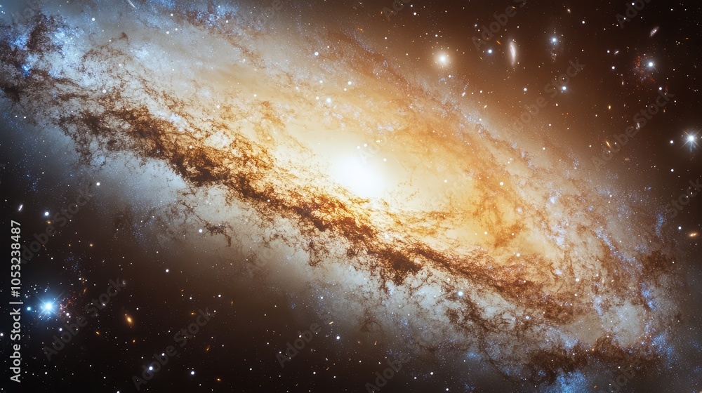 Poster a striking image of an ancient galaxy, showcasing its celestial wonders with intricate patterns of l