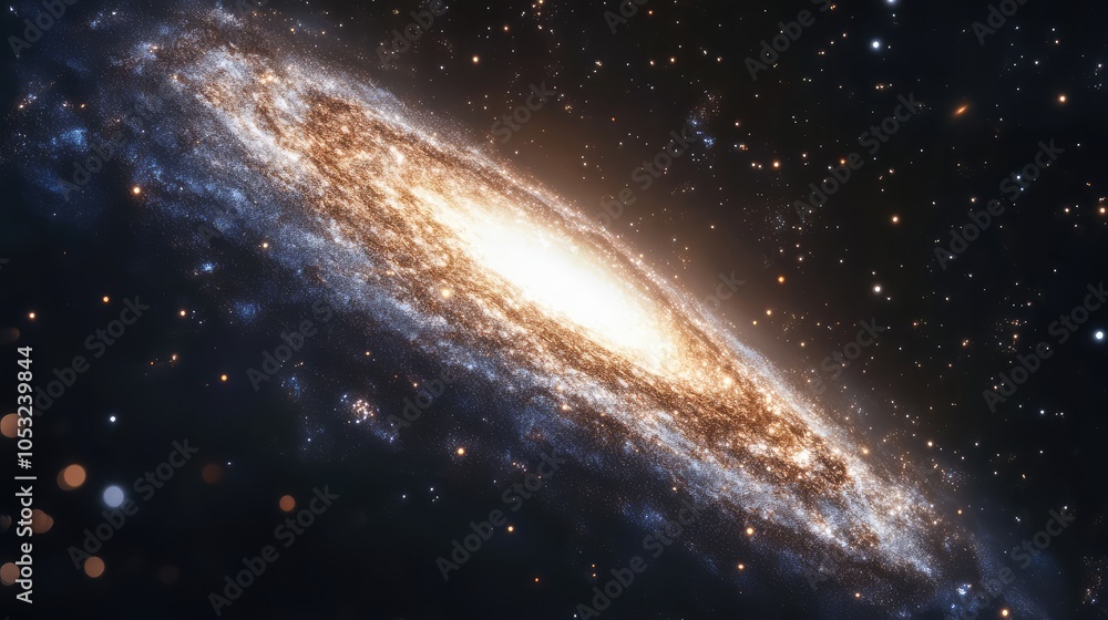 Aufkleber an artistic representation of a dwarf galaxy, highlighting its unique shape and the delicate interpl