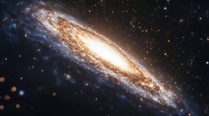 Fototapeta premium An artistic representation of a dwarf galaxy, highlighting its unique shape and the delicate interplay of light among its stars