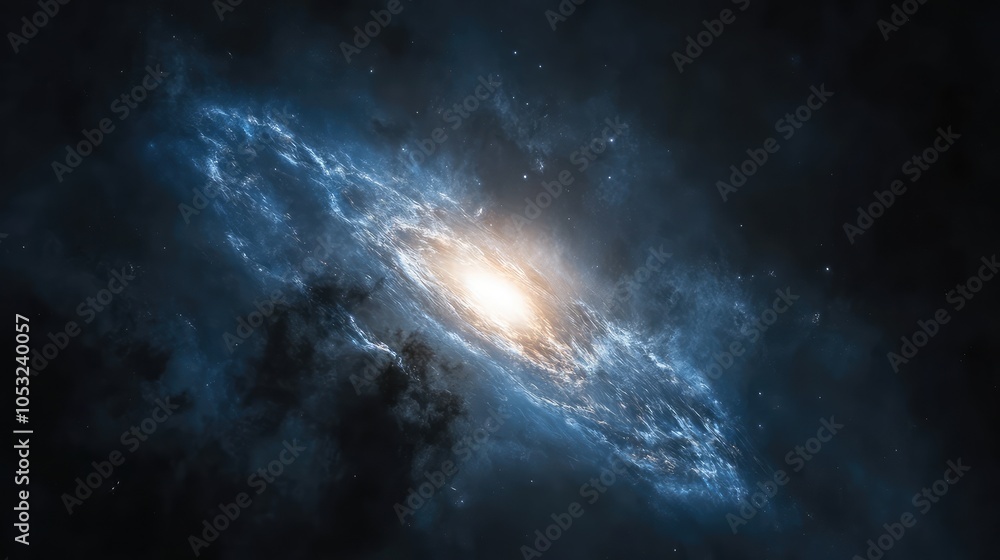 Poster an ethereal scene of a dwarf galaxy, featuring luminous regions and delicate cosmic structures that 