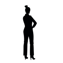 a stylish woman standing pose vector silhouette isolated white background