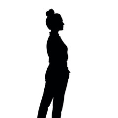 a stylish woman standing pose vector silhouette isolated white background