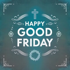 Chalkboard Illustration of "Happy Good Friday" with a Cross and Crown of Thorns