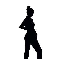 a stylish woman standing pose vector silhouette isolated white background
