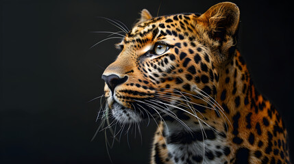 Obraz premium majestic leopard portrait on black background powerful wildlife photography