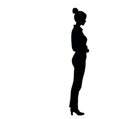 a stylish woman standing pose vector silhouette isolated white background