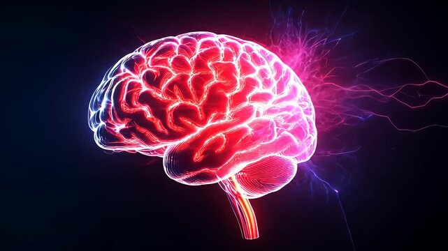 Glowing Human Brain with Energy Waves, brainpower, intelligence, knowledge, learning, thinking
