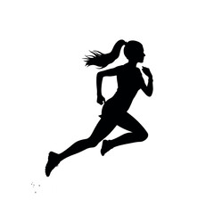 a woman running vector silhouette, black color silhouette