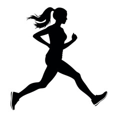 a woman running vector silhouette, black color silhouette