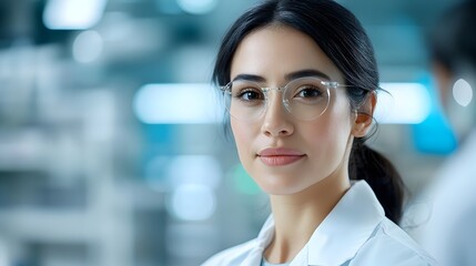 Obraz premium Cutting edge Healthcare Research with Female Doctor Analyzing Futuristic Data through Intelligent Holographic Interface in a Modern Medical Workspace