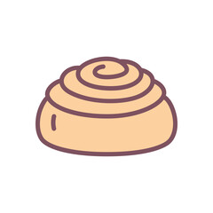 Cute kanelbullar bun icon. Hand drawn illustration of a cinnamon roll isolated on a white background. Vector 10 EPS.