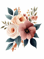 watercolor floral bouquet isolated on a white background 
