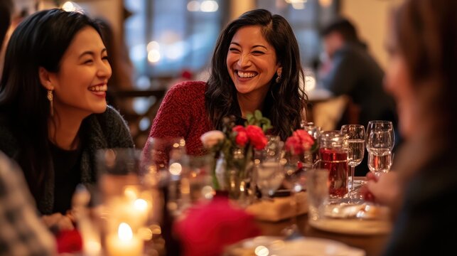 An inclusive Valentine's Day celebration, welcoming friends and family from diverse backgrounds - Powered by Adobe