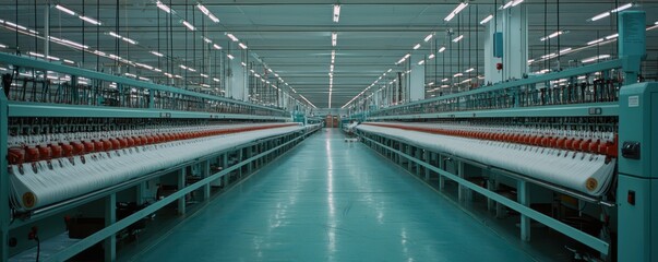 Naklejka premium An expansive factory showcasing synchronized machinery in efficient mass production.