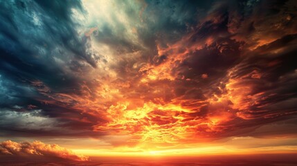 Obraz premium Vivid Sky Scene with Intense Flames at Sunset