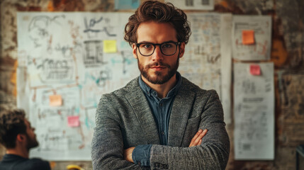 Fototapeta premium Confident Entrepreneur Standing in Office Environment