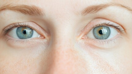 Fototapeta premium Portrait of an adult woman, facial wrinkles. Concept of rejuvenation, moisturising and cosmetic services. Vision and ophthalmological services with copy space for text. For design, ad, banner, Mockup