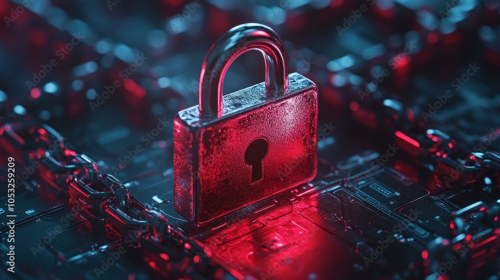 Poster network security concept with enlarged simple elements, highlighting clean and modern visuals for cy