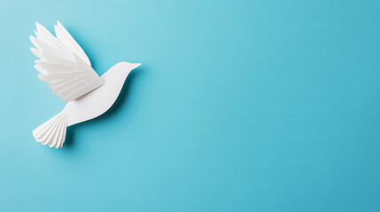 Fototapeta premium Elegant White Bird on Blue Background