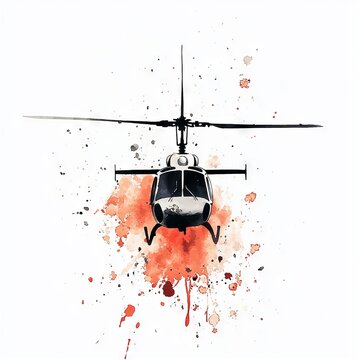 recommend clip art: Stylized helicopter illustration with red splashes on a white background, perfect for aviation-themed designs.