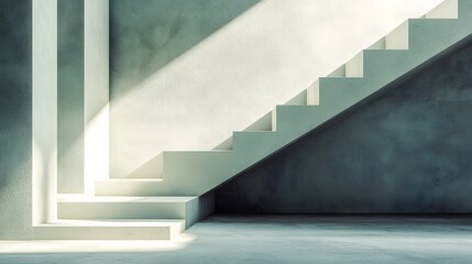 Obraz premium Concrete Staircase with Sunlight. Illustration background for presentation 