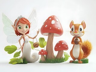 Obraz premium Cute pink Easter bunny with colorful eggs, perfect for spring holiday decorations