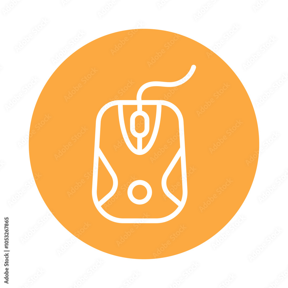 Poster mouse vector outline circle design icon. workplace symbol on white background eps 10 file